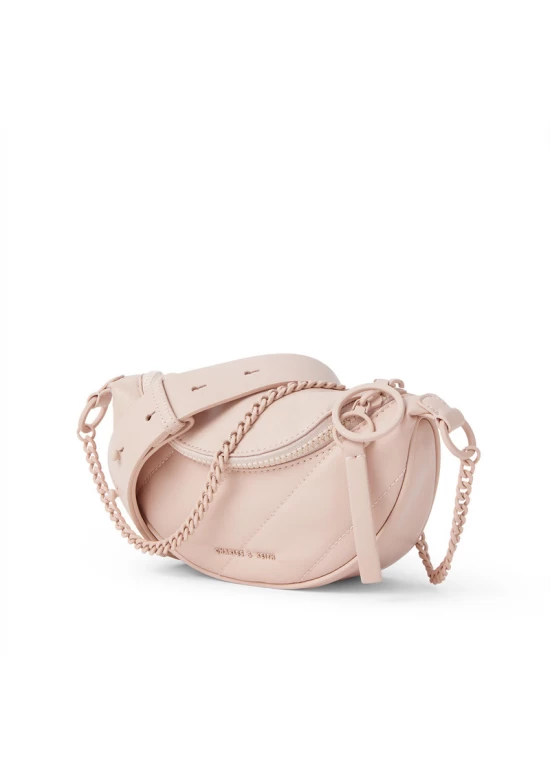 Charles Keith Ring Decoration Street Fashion Belt Bag Pink